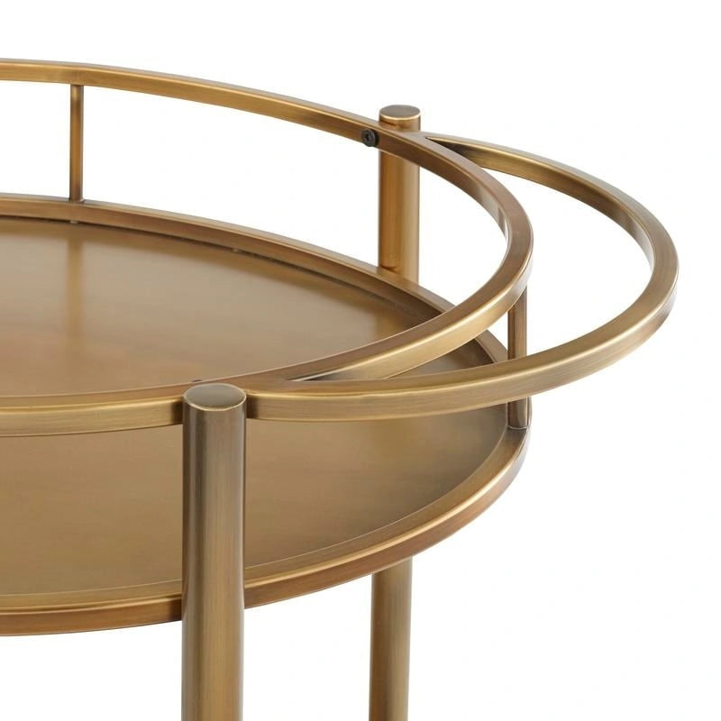 Oval Bar Cart - 2 Shelves - Metal Frame - Rolling Caster Wheels - Locking - 30"H x 30"W x 17.9"D - 3 Finishes - Glass/Mirror Shelves - Modern Contemporary