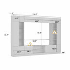 Wall Unit TV Stand with LED Lighting - Fits TVs up to 75", Bookshelves, 2 Cabinets, Hydraulic Support, 114" W Entertainment Center