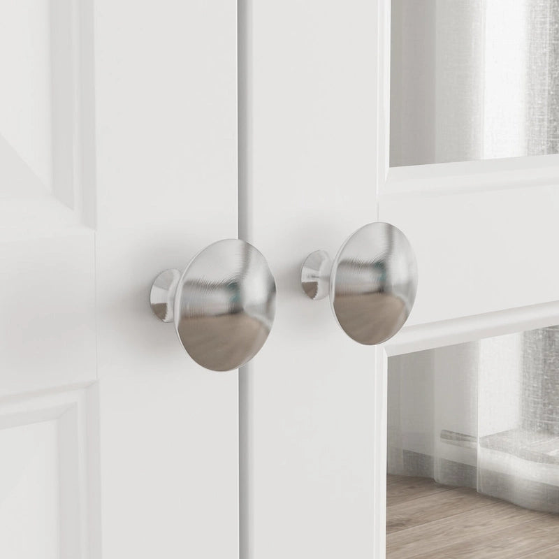 70.9"H Wardrobe Armoire with Mirror Doors - 3 Doors - 5 Drawers - Hanging Rod - 4 Shelves - White Lacquer - Engineered Wood - Bedroom Living Room