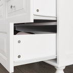 70.9"H Wardrobe Armoire with Mirror Doors - 3 Doors - 5 Drawers - Hanging Rod - 4 Shelves - White Lacquer - Engineered Wood - Bedroom Living Room