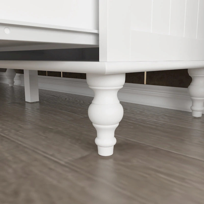 70.9"H Wardrobe Armoire with Mirror Doors - 3 Doors - 5 Drawers - Hanging Rod - 4 Shelves - White Lacquer - Engineered Wood - Bedroom Living Room