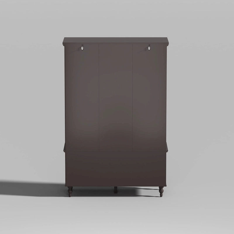 70.9"H Wardrobe Armoire with Mirror Doors - 3 Doors - 5 Drawers - Hanging Rod - 4 Shelves - White Lacquer - Engineered Wood - Bedroom Living Room