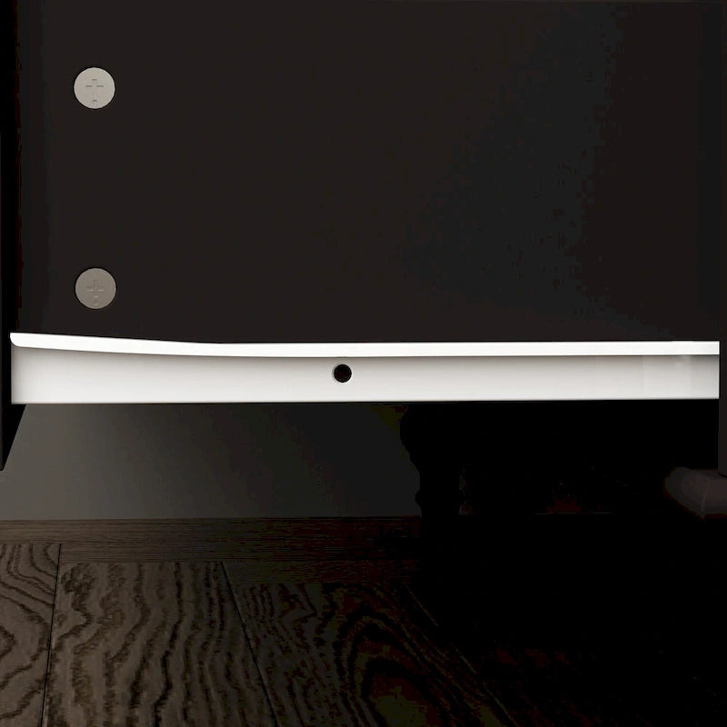 70.9"H Wardrobe Armoire with Mirror Doors - 3 Doors - 5 Drawers - Hanging Rod - 4 Shelves - White Lacquer - Engineered Wood - Bedroom Living Room