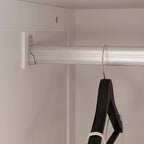 70.9"H Wardrobe Armoire with Mirror Doors - 3 Doors - 5 Drawers - Hanging Rod - 4 Shelves - White Lacquer - Engineered Wood - Bedroom Living Room