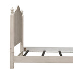 King Farmhouse Poster Bed - Antique White Pine with Chestnut Tops, Wire Brushed, Turned Finials, Cottage Style