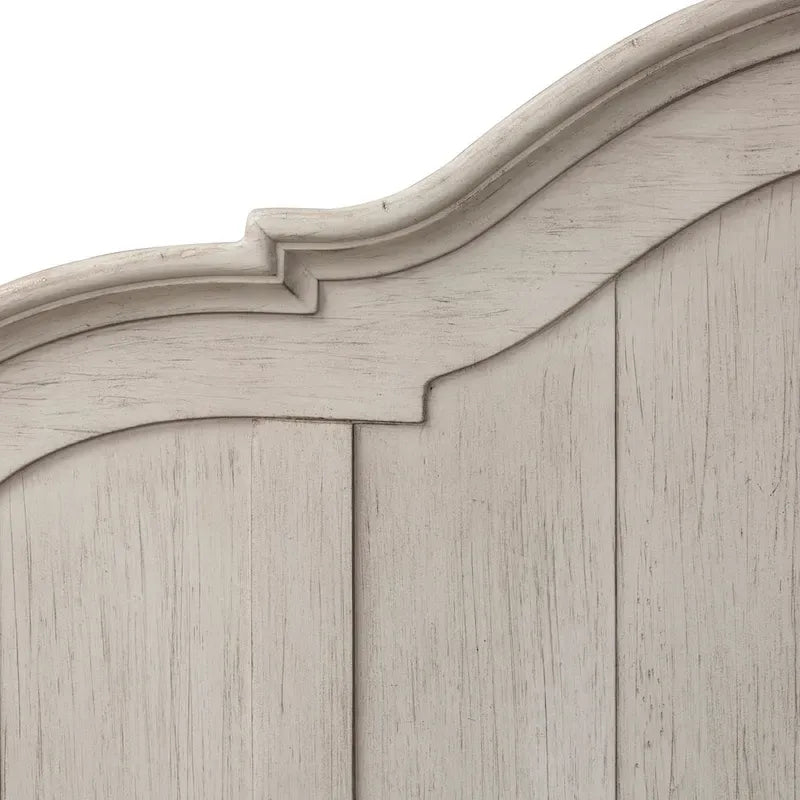 King Farmhouse Poster Bed - Antique White Pine with Chestnut Tops, Wire Brushed, Turned Finials, Cottage Style