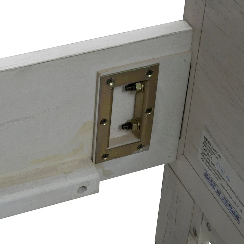 King Farmhouse Poster Bed - Antique White Pine with Chestnut Tops, Wire Brushed, Turned Finials, Cottage Style