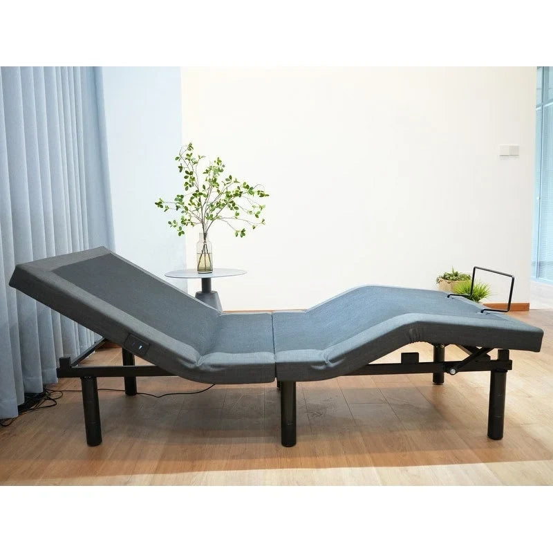 Foldable Adjustable Bed Frame with Under Bed Light & USB Ports - Quiet Motor, Steel Frame, Twin XL/Queen