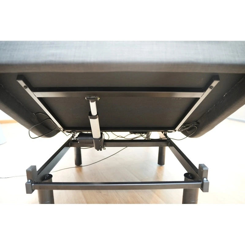 Foldable Adjustable Bed Frame with Under Bed Light & USB Ports - Quiet Motor, Steel Frame, Twin XL/Queen