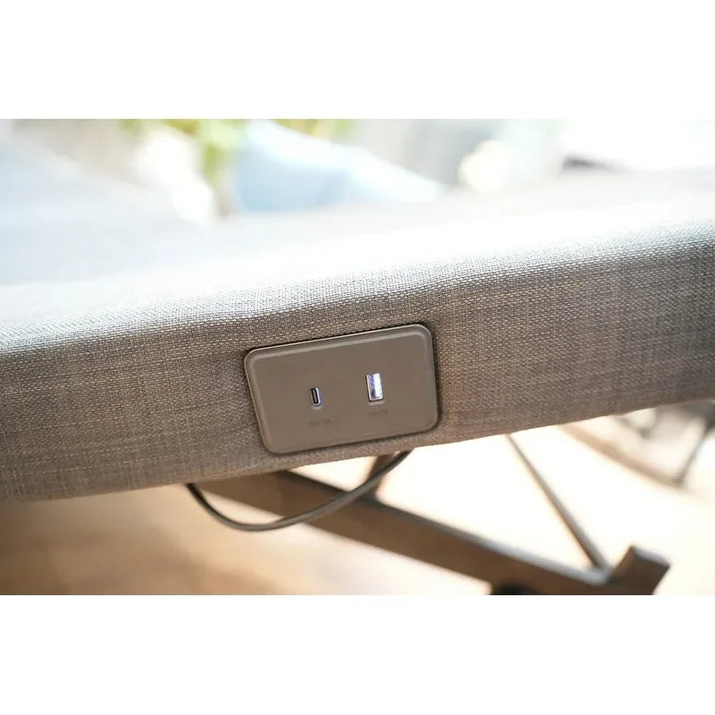 Foldable Adjustable Bed Frame with Under Bed Light & USB Ports - Quiet Motor, Steel Frame, Twin XL/Queen