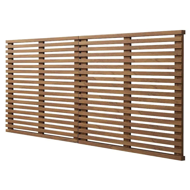 King Size Floating Headboard - Mid-Century Modern Walnut Wood with Louvered Design, Wall Mounted, Adjustable Height, 79" Wide