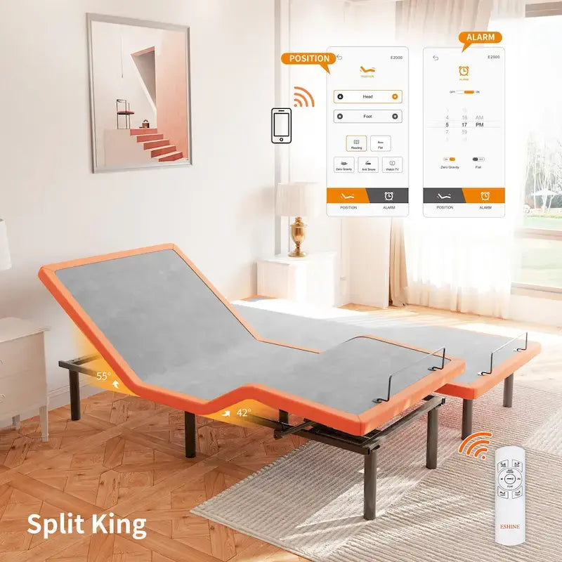 Adjustable Bed Frame with Bluetooth App & Remote - 750 lbs Capacity, Zero Gravity, Anti-Snore, Queen/King/Twin XL