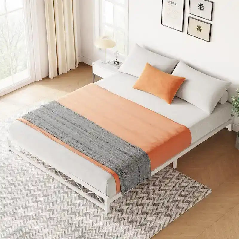 Twin Size 6" Low Profile Metal Platform Bed Frame with Wave Design - 1000 lbs Capacity, No Box Spring Needed