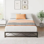 6 Inch Metal Platform Bed Frame with Wavy Pattern