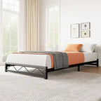 Twin Size 6" Low Profile Metal Platform Bed Frame with Wave Design - 1000 lbs Capacity, No Box Spring Needed