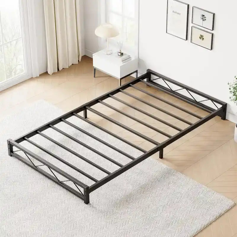 Twin Size 6" Low Profile Metal Platform Bed Frame with Wave Design - 1000 lbs Capacity, No Box Spring Needed