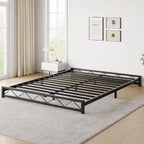 Twin Size 6" Low Profile Metal Platform Bed Frame with Wave Design - 1000 lbs Capacity, No Box Spring Needed