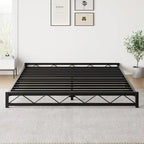 Twin Size 6" Low Profile Metal Platform Bed Frame with Wave Design - 1000 lbs Capacity, No Box Spring Needed