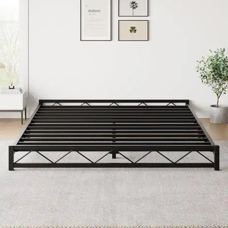 Twin Size 6" Low Profile Metal Platform Bed Frame with Wave Design - 1000 lbs Capacity, No Box Spring Needed
