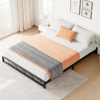 Twin Size 6" Low Profile Metal Platform Bed Frame with Wave Design - 1000 lbs Capacity, No Box Spring Needed