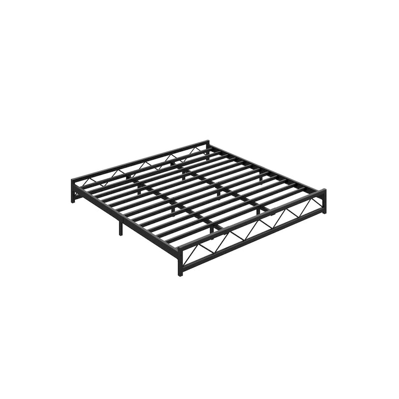 Twin Size 6" Low Profile Metal Platform Bed Frame with Wave Design - 1000 lbs Capacity, No Box Spring Needed