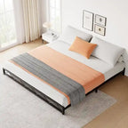 Twin Size 6" Low Profile Metal Platform Bed Frame with Wave Design - 1000 lbs Capacity, No Box Spring Needed