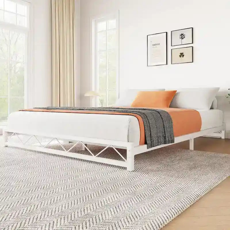Twin Size 6" Low Profile Metal Platform Bed Frame with Wave Design - 1000 lbs Capacity, No Box Spring Needed
