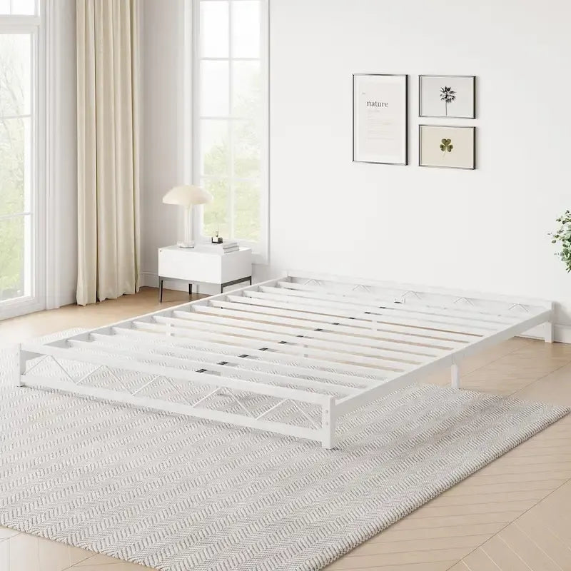 Twin Size 6" Low Profile Metal Platform Bed Frame with Wave Design - 1000 lbs Capacity, No Box Spring Needed