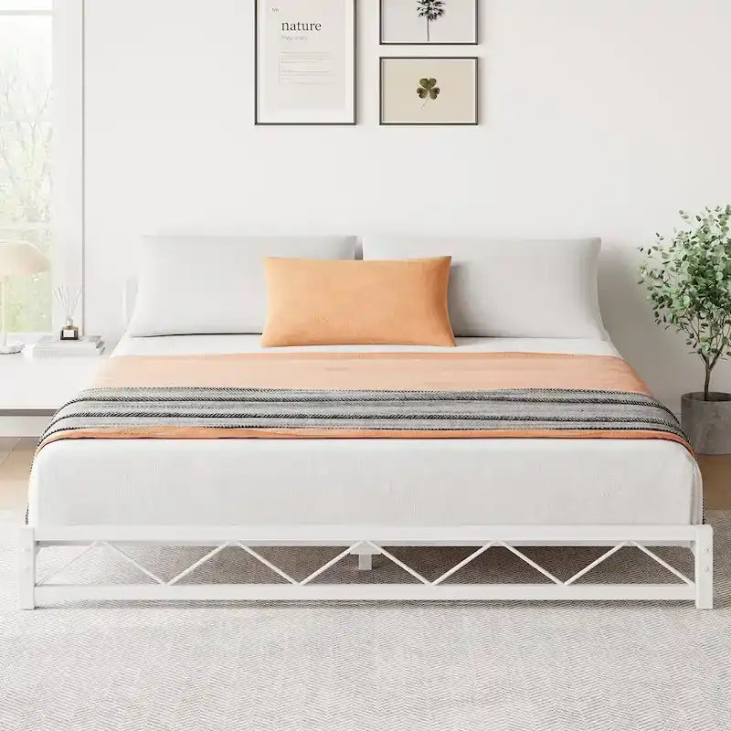 Twin Size 6" Low Profile Metal Platform Bed Frame with Wave Design - 1000 lbs Capacity, No Box Spring Needed