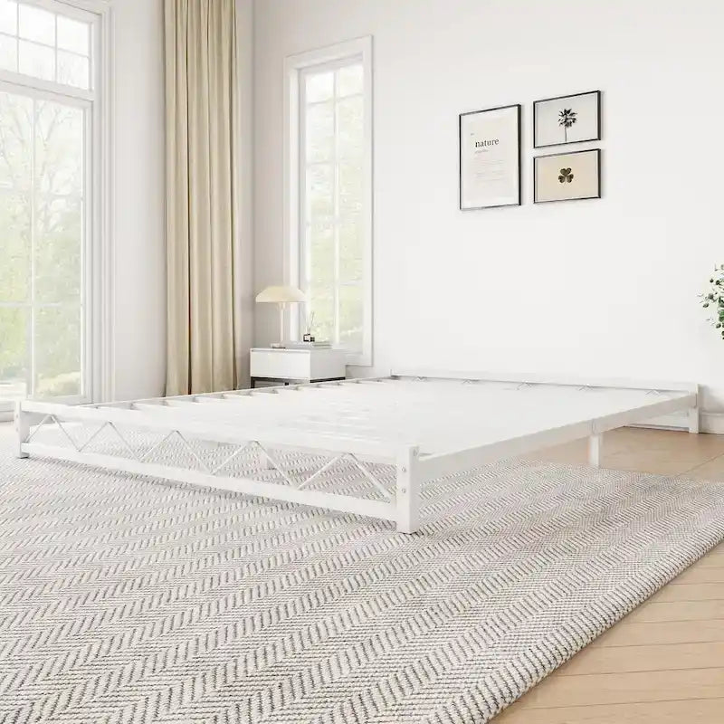 Twin Size 6" Low Profile Metal Platform Bed Frame with Wave Design - 1000 lbs Capacity, No Box Spring Needed