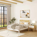 Full Size Modern White Platform Bed - Solid Pine & Birch Wood, Low-Profile Headboard, 500 lbs Capacity, Non-Toxic