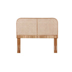 Natural Cane & Teak Wood Headboard - Handwoven Sustainable Fiber, Modern Curved Design, Wall or Bed Frame Mount, Adjustable Compatible