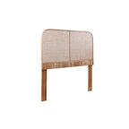 Natural Cane & Teak Wood Headboard - Handwoven Sustainable Fiber, Modern Curved Design, Wall or Bed Frame Mount, Adjustable Compatible