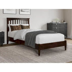 Solid Wood Low Profile Platform Bed - Mission Slatted Headboard, USB Charging Ports, 800 lbs, Twin-King Sizes
