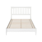 Solid Wood Low Profile Platform Bed - Mission Slatted Headboard, USB Charging Ports, 800 lbs, Twin-King Sizes