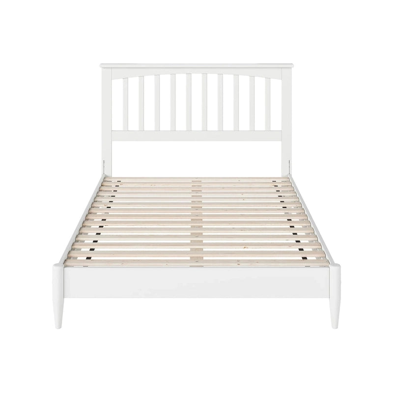 Solid Wood Low Profile Platform Bed - Mission Slatted Headboard, USB Charging Ports, 800 lbs, Twin-King Sizes