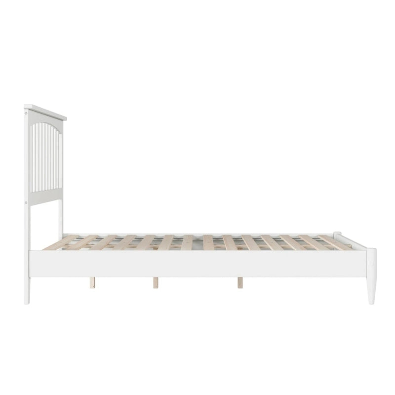 Solid Wood Low Profile Platform Bed - Mission Slatted Headboard, USB Charging Ports, 800 lbs, Twin-King Sizes