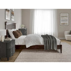 Solid Wood Low Profile Platform Bed - Mission Slatted Headboard, USB Charging Ports, 800 lbs, Twin-King Sizes