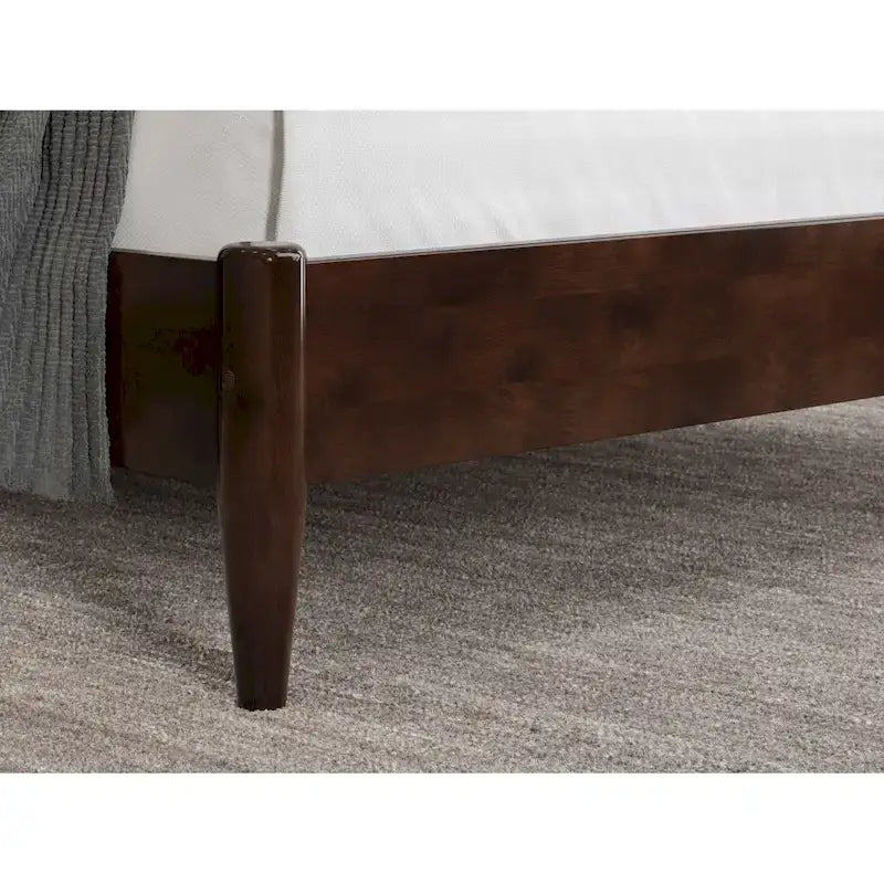 Solid Wood Low Profile Platform Bed - Mission Slatted Headboard, USB Charging Ports, 800 lbs, Twin-King Sizes