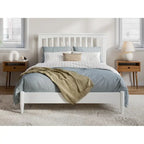 Solid Wood Low Profile Platform Bed - Mission Slatted Headboard, USB Charging Ports, 800 lbs, Twin-King Sizes