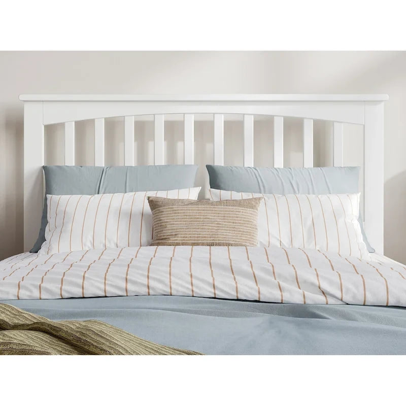 Solid Wood Low Profile Platform Bed - Mission Slatted Headboard, USB Charging Ports, 800 lbs, Twin-King Sizes