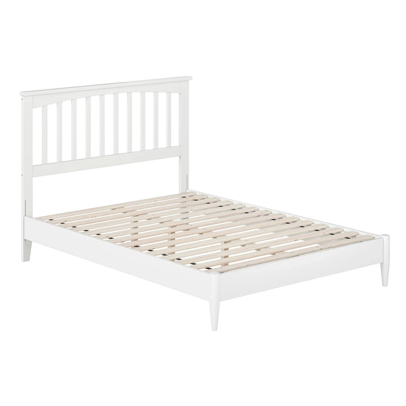 Solid Wood Low Profile Platform Bed - Mission Slatted Headboard, USB Charging Ports, 800 lbs, Twin-King Sizes