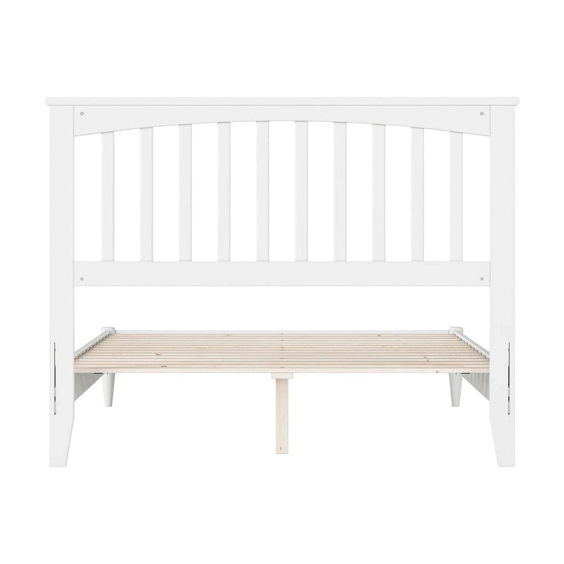 Solid Wood Low Profile Platform Bed - Mission Slatted Headboard, USB Charging Ports, 800 lbs, Twin-King Sizes