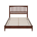 Solid Wood Low Profile Platform Bed - Mission Slatted Headboard, USB Charging Ports, 800 lbs, Twin-King Sizes