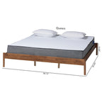 Queen/King Mid-Century Modern Ash Walnut Wood Platform Bed Frame - Low Profile, No Box Spring Needed, Rounded Legs