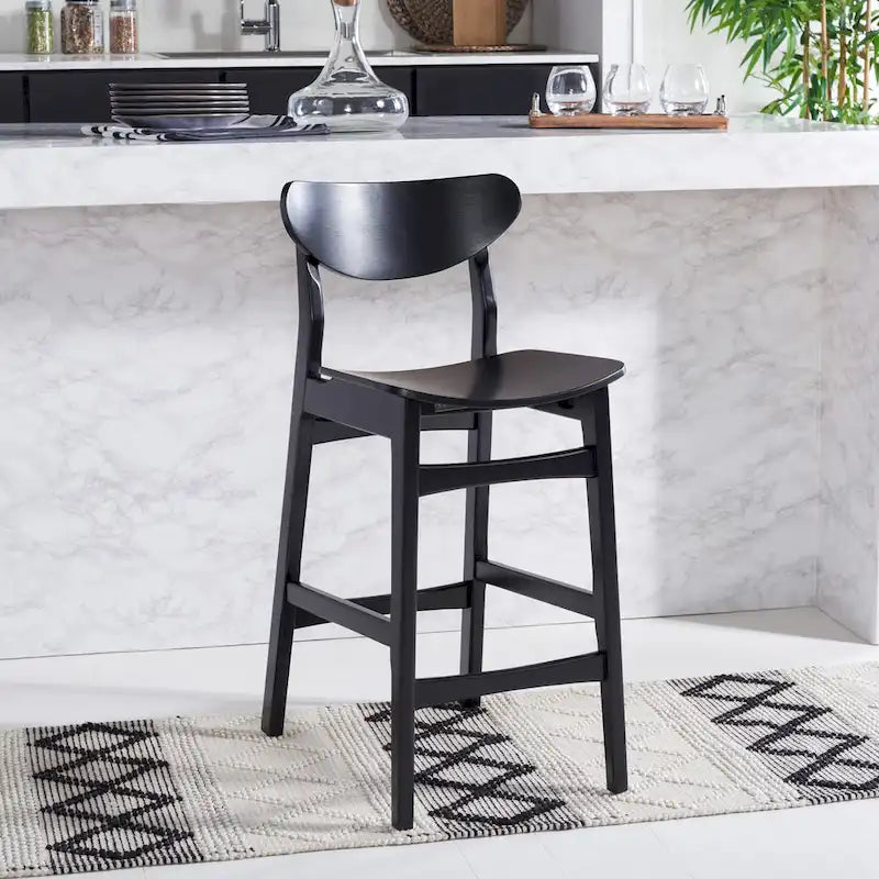 Mid-Century Counter Stool - 38"H - Scandinavian Style - Retro Silhouette - Soft Finish - 17"W x 23"D - Modern Chic - Kitchen Dining Bar - Contemporary