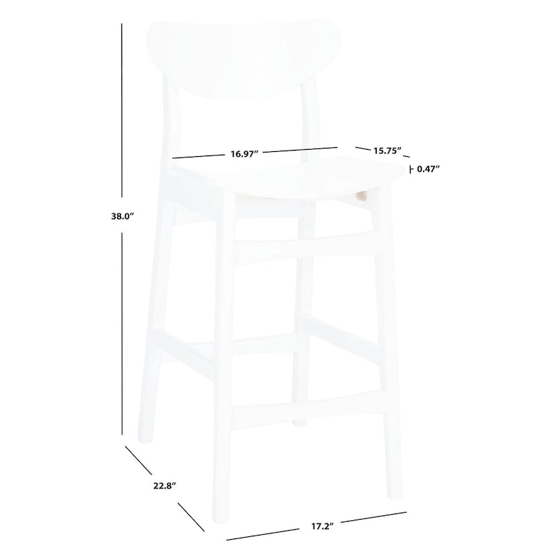 Mid-Century Counter Stool - 38"H - Scandinavian Style - Retro Silhouette - Soft Finish - 17"W x 23"D - Modern Chic - Kitchen Dining Bar - Contemporary