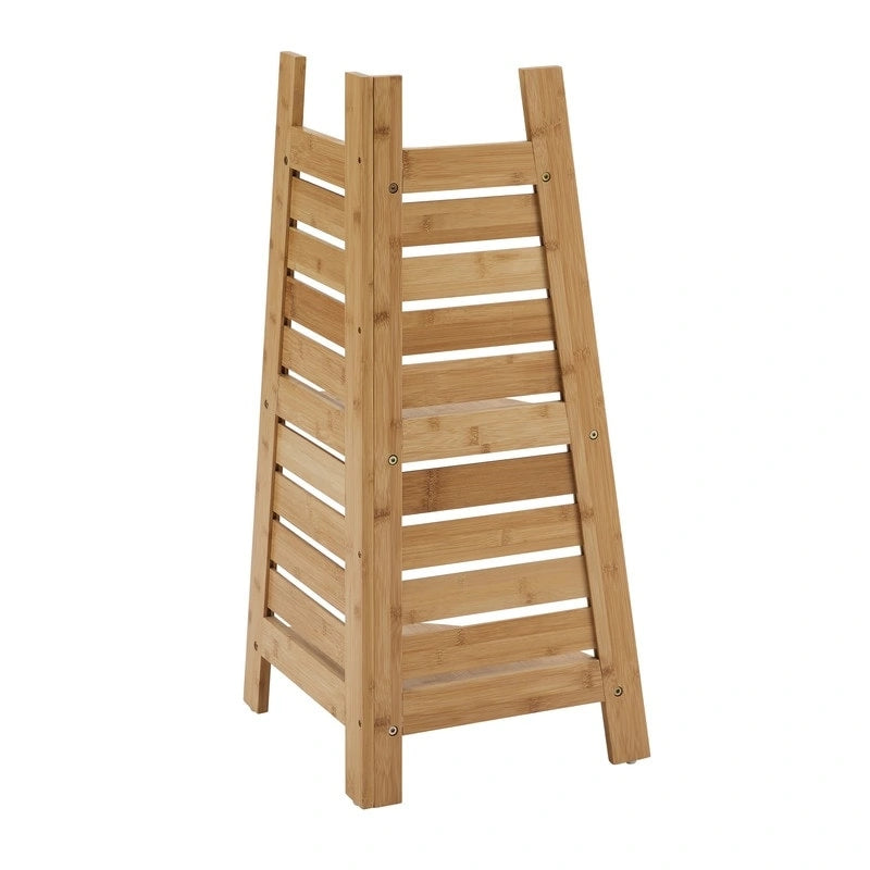 Bamboo Corner Shelf - 3 Tiers - 32.75"H - Solid Bamboo - Natural Wood Finish - 10 lbs Per Shelf - Space-Saving - 14.5"W x 14.5"D - Bathroom Kitchen Living Room