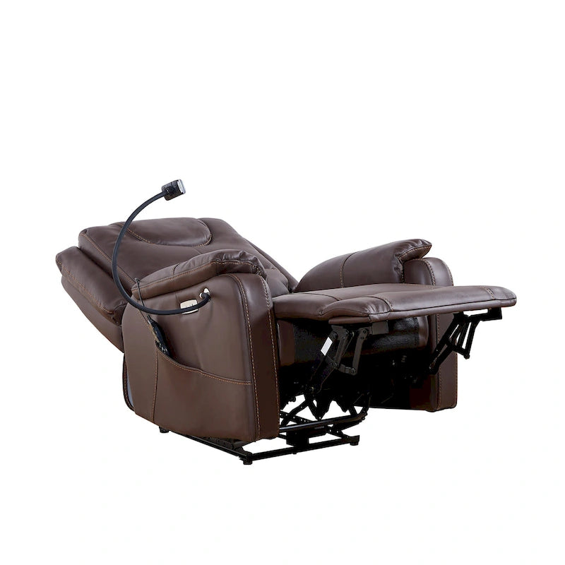Zero Gravity Power Recliner, 139° Recline, Massage & Heating, USB Port, Phone Holder, Eco Leather, OKIN Motor