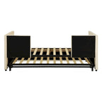 Twin Velvet Upholstered Daybed with Pop-Up Trundle - Expands to King, Backrest & Armrests, No Box Spring Needed